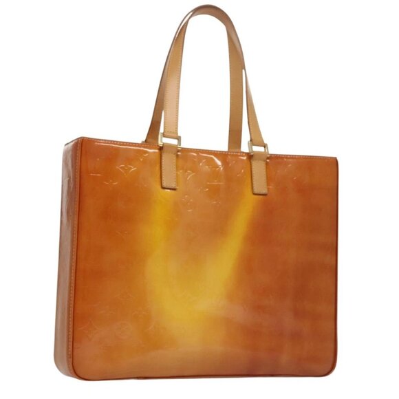 LOUIS VUITTON Monogram Vernis Columbus Tote Bag Lime Yellow - Picture 1 of 15